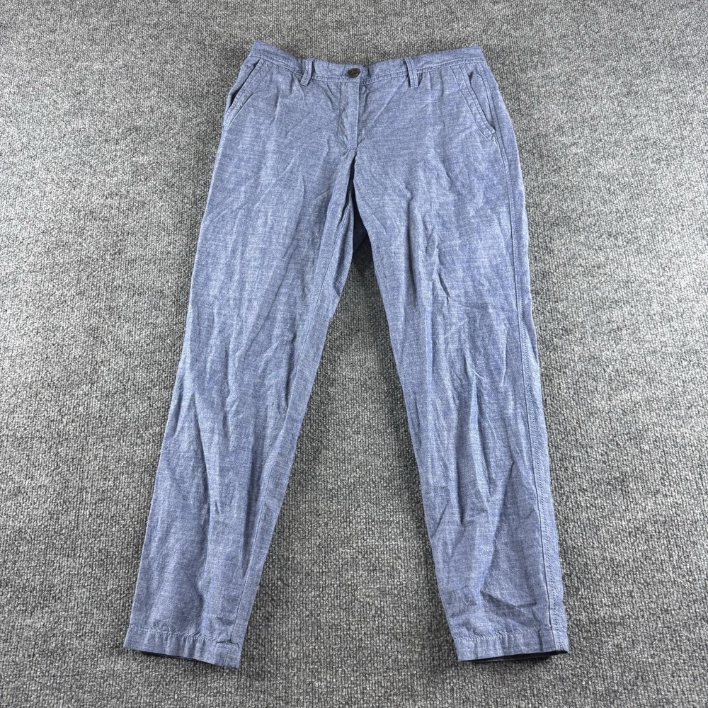 Talbots Pants Womens 2P Blue Chambray Girlfriend Chino Tapered Pockets Summer